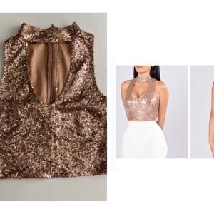 Sequin Rose Gold Crop Top